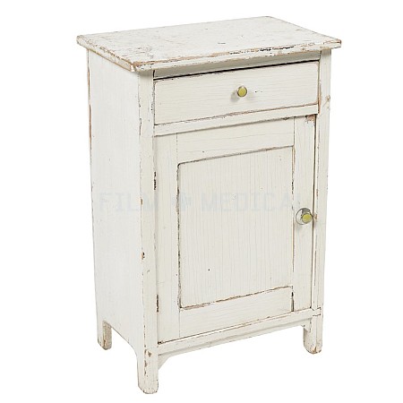 Cream Distressed Bed Side Cabinet 